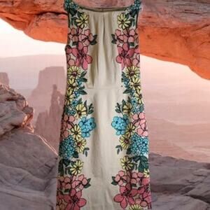 9&Co. 6 sleeveless lined floral muti color cotton blend woman's sheath dress.